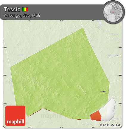 Physical Map of Tessit, lighten
