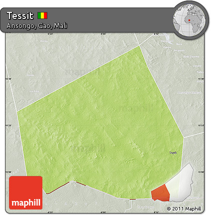 Physical Map of Tessit, lighten, semi-desaturated