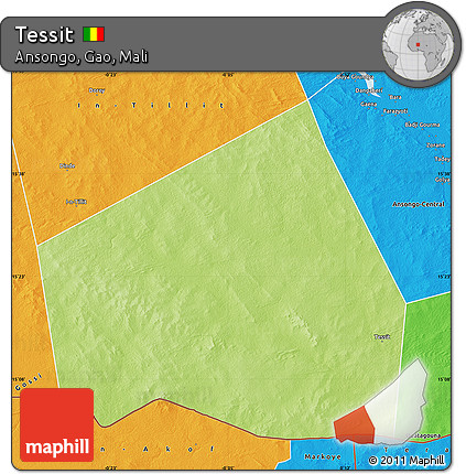 Physical Map of Tessit, political outside