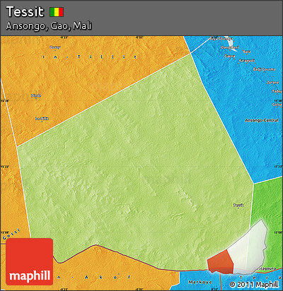Physical Map of Tessit, political outside