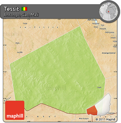 Physical Map of Tessit, satellite outside