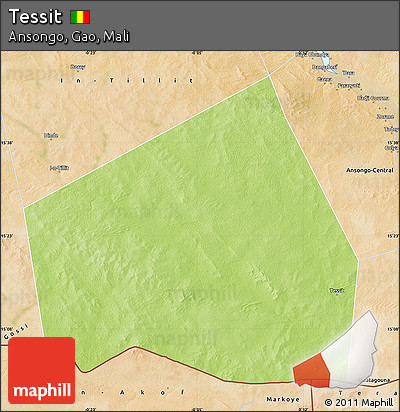 Physical Map of Tessit, satellite outside