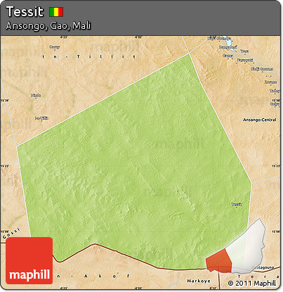 Physical Map of Tessit, satellite outside