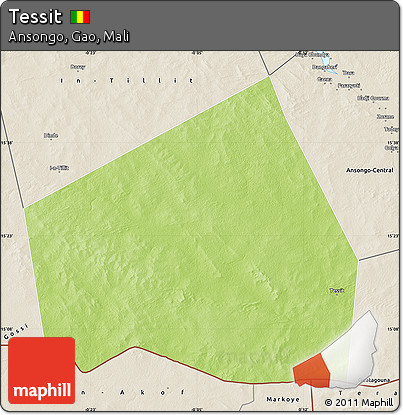 Physical Map of Tessit, shaded relief outside