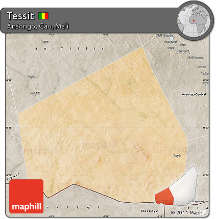 Satellite Map of Tessit, semi-desaturated