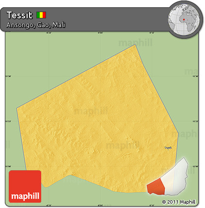 Savanna Style Map of Tessit, single color outside