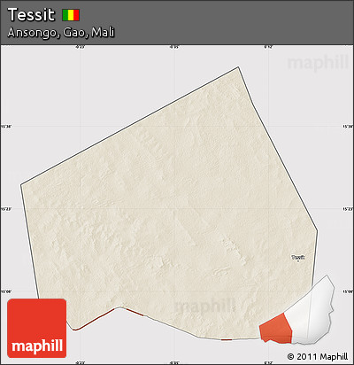 Shaded Relief Map of Tessit, cropped outside