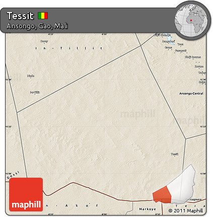 Shaded Relief Map of Tessit