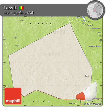 Shaded Relief Map of Tessit, physical outside