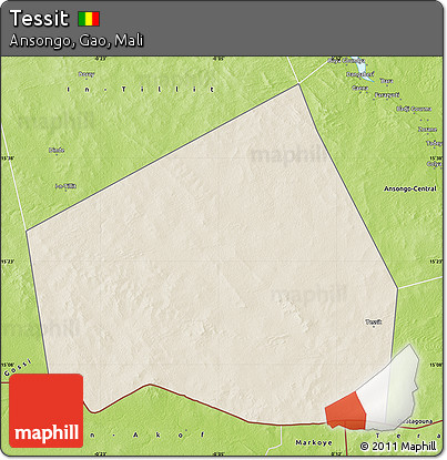 Shaded Relief Map of Tessit, physical outside