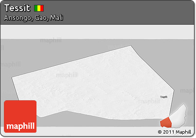 Gray Panoramic Map of Tessit, single color outside