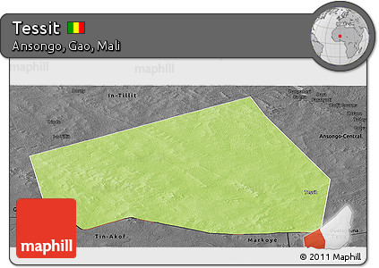 Physical Panoramic Map of Tessit, darken, desaturated
