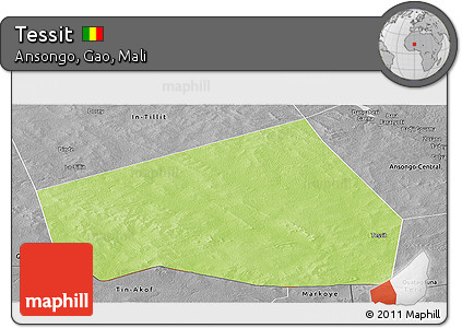Physical Panoramic Map of Tessit, desaturated