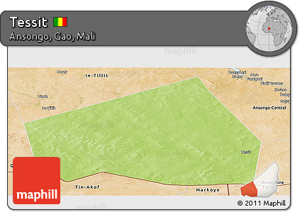 Physical Panoramic Map of Tessit, satellite outside
