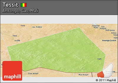 Physical Panoramic Map of Tessit, satellite outside