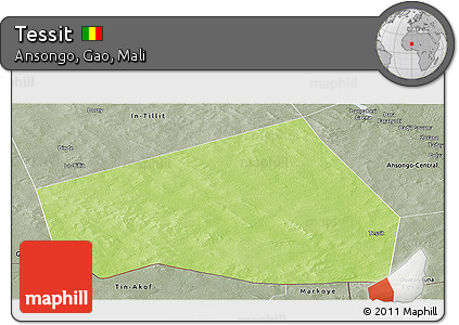 Physical Panoramic Map of Tessit, semi-desaturated