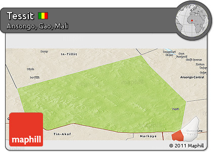 Physical Panoramic Map of Tessit, shaded relief outside