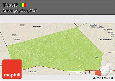 Physical Panoramic Map of Tessit, shaded relief outside