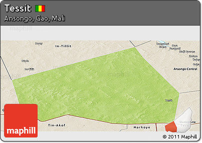 Physical Panoramic Map of Tessit, shaded relief outside
