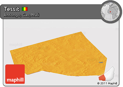 Political Panoramic Map of Tessit, cropped outside