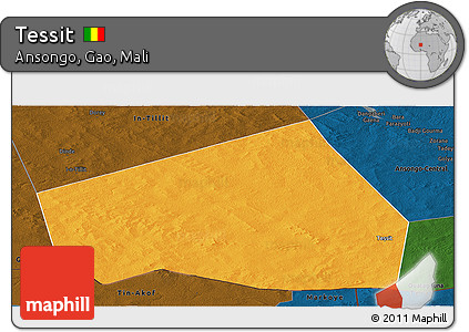 Political Panoramic Map of Tessit, darken