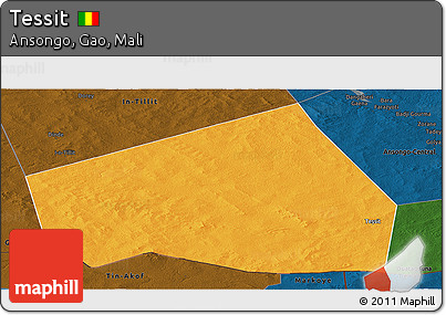 Political Panoramic Map of Tessit, darken