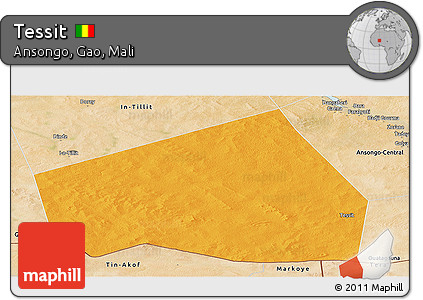 Political Panoramic Map of Tessit, satellite outside