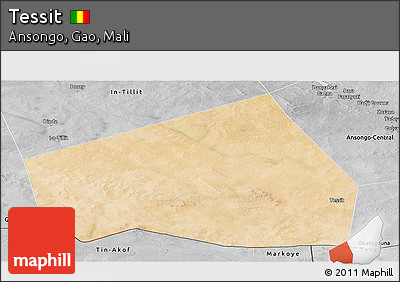 Satellite Panoramic Map of Tessit, desaturated