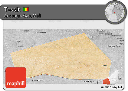 Satellite Panoramic Map of Tessit, desaturated