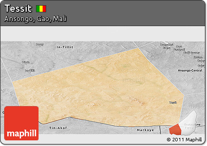 Satellite Panoramic Map of Tessit, desaturated