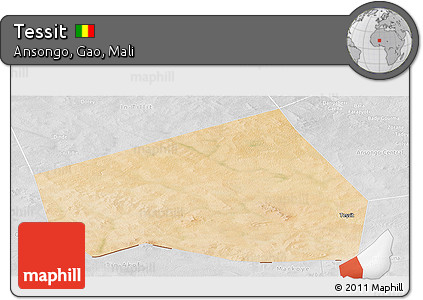 Satellite Panoramic Map of Tessit, lighten, desaturated