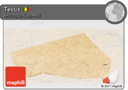 Satellite Panoramic Map of Tessit, lighten
