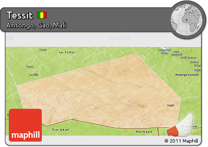 Satellite Panoramic Map of Tessit, physical outside
