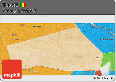 Satellite Panoramic Map of Tessit, political outside