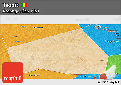 Satellite Panoramic Map of Tessit, political outside