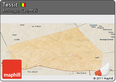 Satellite Panoramic Map of Tessit, shaded relief outside