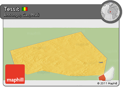 Savanna Style Panoramic Map of Tessit, single color outside