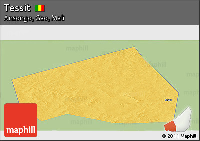 Savanna Style Panoramic Map of Tessit, single color outside