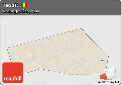 Shaded Relief Panoramic Map of Tessit, cropped outside