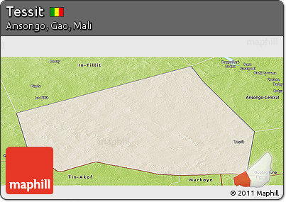 Shaded Relief Panoramic Map of Tessit, physical outside