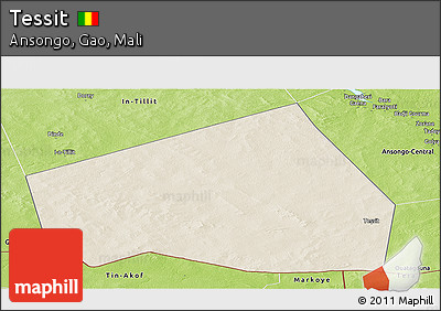 Shaded Relief Panoramic Map of Tessit, physical outside