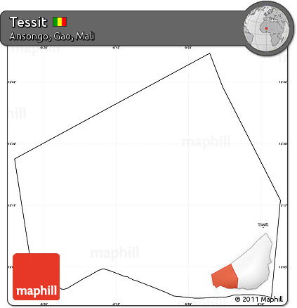 Blank Simple Map of Tessit, cropped outside