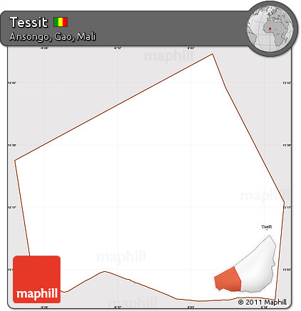 Classic Style Simple Map of Tessit, cropped outside