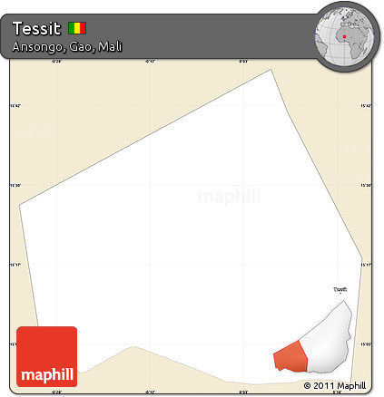 Classic Style Simple Map of Tessit, single color outside