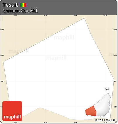 Classic Style Simple Map of Tessit, single color outside