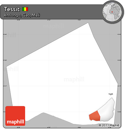 Gray Simple Map of Tessit, single color outside