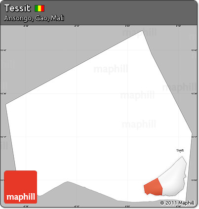 Gray Simple Map of Tessit, single color outside