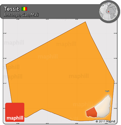 Political Simple Map of Tessit, cropped outside