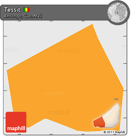 Political Simple Map of Tessit, single color outside