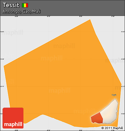 Political Simple Map of Tessit, single color outside